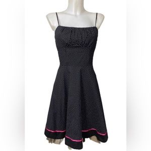 Ruby Rox Retro Vintage 50’s Inspired Pin Up Style Blk & Wht Polka Dot Dress JRs